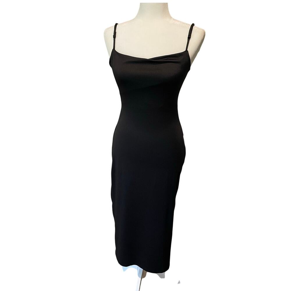 Vibe Sportswear Midi Slip Dress Sz M Spaghetti Strap Cutout Strappy Back Stretch